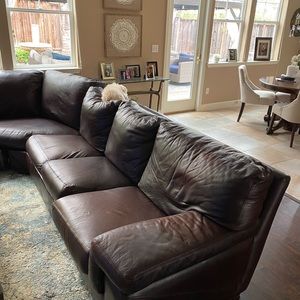 Beautiful Brown Leather 2 piece Sectional Couch
